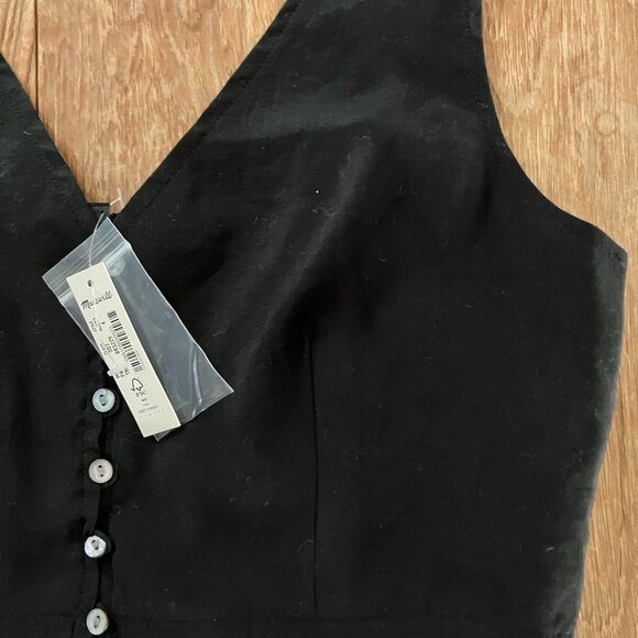 NWT Madewell Softdrape Gwen Crop Vest Top in Black, Sz 4 - Picture 3 of 4